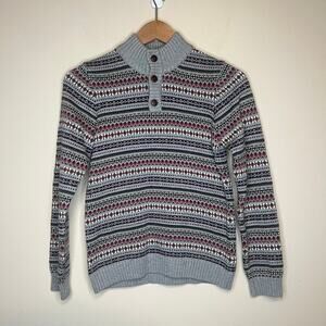 Janie and Jack Classic Grey Heather Fair Isle Holiday Winter Boys Sweater
